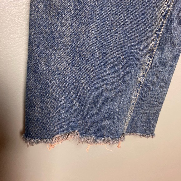 Free people jeans size 28 cropped mid-rise straight leg frayed hem distressed - Picture 8 of 16